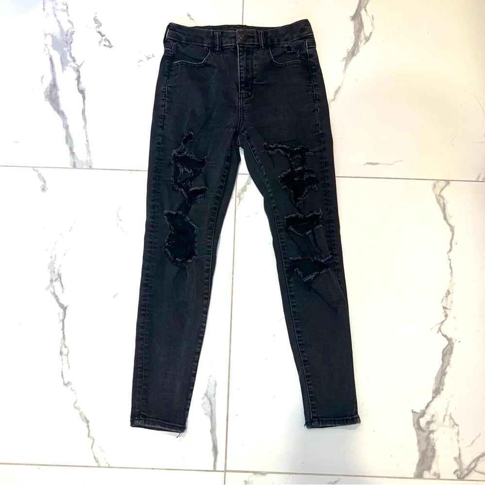 American Eagle distressed black jeans